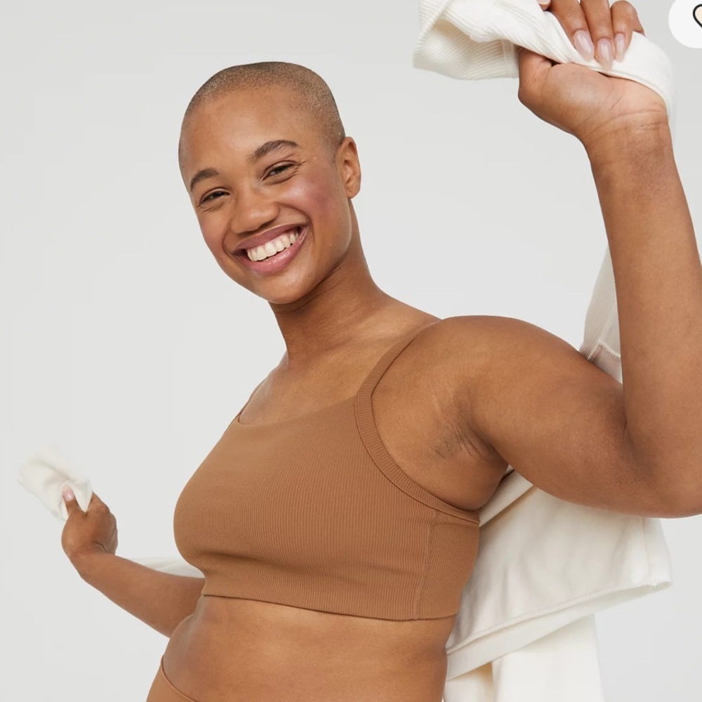 OFFLINE By Aerie Ribbed Square Neck Sports Bra in Cedar Expedition